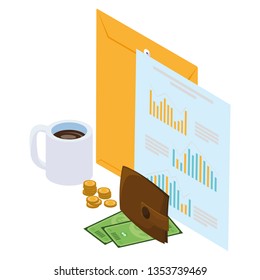 manila envelope with office icons