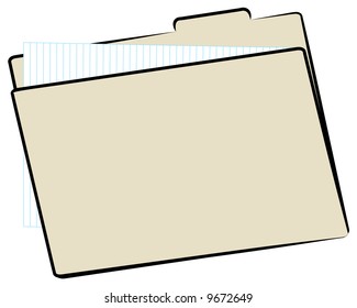 Manila Or File Folder With Lined Paper Inside - Vector