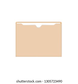 Manila File Jacket With Straight Cut Tab, Vector Mockup. Flat Letter Size Paper Envelope With Document Inside, Template.