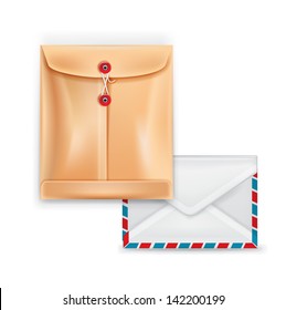 manila folder with envelope icons isolated on white
