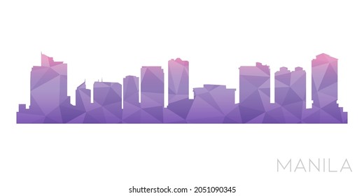 Manila, Metro Manila, Philippines Low Poly Skyline Clip Art City Design. Geometric Polygon Graphic Horizon Icon. Vector Illustration Symbol.