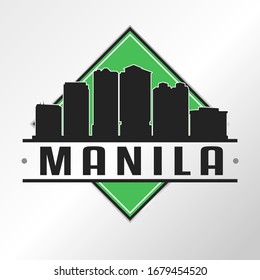 Manila, Metro Manila, Philippines Skyline Logo. Adventure Landscape Design Vector Illustration.