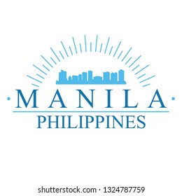 Manila Philippines. Banner Design. City Skyline. Silhouette Vector. Famous Monuments.