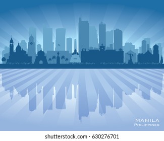 Manila Philippines city skyline vector silhouette illustration