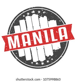 Manila Philippines Round Travel Stamp Icon Skyline City Design. Seal Badge illustration.