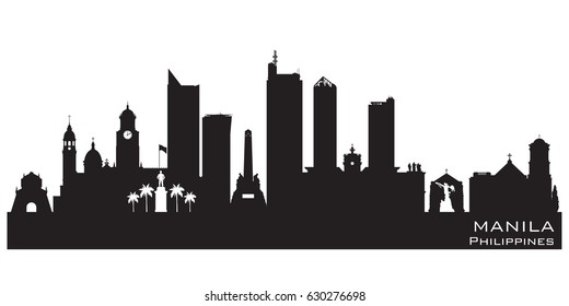 Manila Philippines skyline Detailed vector silhouette