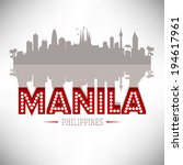 Manila Philippines skyline silhouette design, vector illustration.