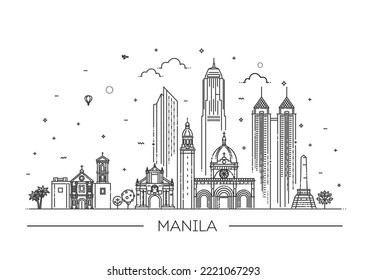 Manila Philippines vector City Skyline.