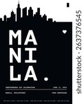 Manila typography minimalist vector poster for national event, public holiday, independence day, summer festival layout. Brochure, leaflet, flyer, presentation image template for Philippines