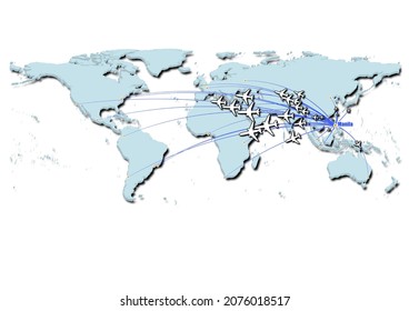 Manila-Philippinen in Concept Vektorgrafik, Karte mit Flügen von Manila-Philippinen in Großstädte auf der ganzen Welt.