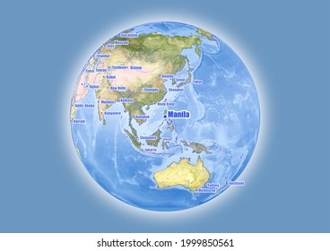 Manila-Philippinen wird auf der Weltkarte mit Vektorgrafik angezeigt. Die Karte zeigt die Lage von Manila-Philippinen in der Welt.
