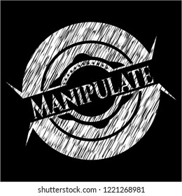Manipulate chalk emblem written on a blackboard