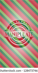 Manipulate christmas colors style emblem.