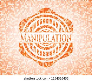 Manipulation abstract orange mosaic emblem