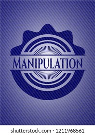 Manipulation badge with denim texture
