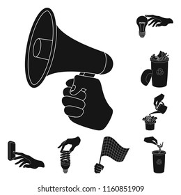 Manipulation by hands black icons in set collection for design. Hand movement vector symbol stock web illustration.