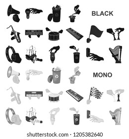 Manipulation by hands black icons in set collection for design. Hand movement vector symbol stock web illustration.