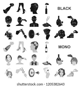 Manipulation by hands black icons in set collection for design. Hand movement vector symbol stock web illustration.