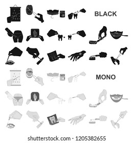 Manipulation by hands black icons in set collection for design. Hand movement in medicine vector symbol stock web illustration.