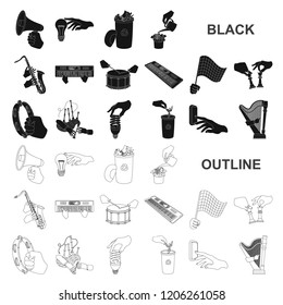 Manipulation by hands black icons in set collection for design. Hand movement vector symbol stock web illustration.