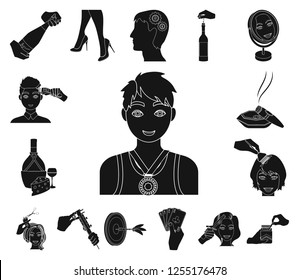 Manipulation by hands black icons in set collection for design. Hand movement vector symbol stock web illustration.