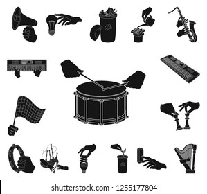 Manipulation by hands black icons in set collection for design. Hand movement vector symbol stock web illustration.