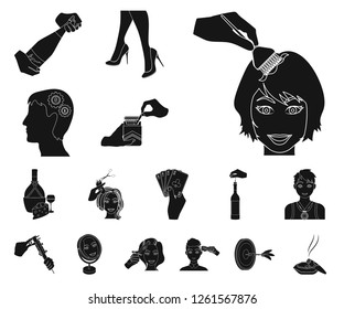Manipulation by hands black icons in set collection for design. Hand movement vector symbol stock web illustration.