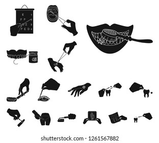 Manipulation by hands black icons in set collection for design. Hand movement in medicine vector symbol stock web illustration.