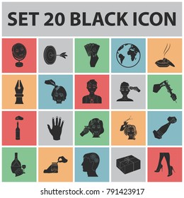Manipulation by hands black icons in set collection for design. Hand movement vector symbol stock web illustration.