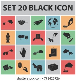 Manipulation by hands black icons in set collection for design. Hand movement in medicine vector symbol stock web illustration.