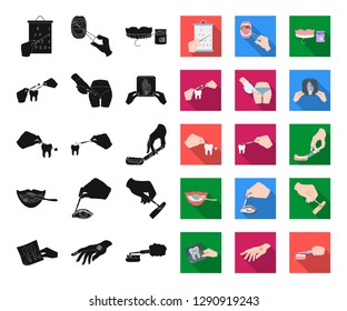 Manipulation by hands black,flat icons in set collection for design. Hand movement in medicine vector symbol stock web illustration.