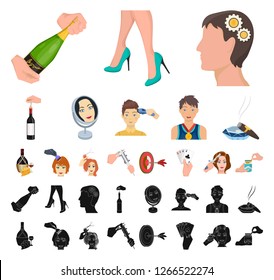 Manipulation by hands cartoon, black icons in set collection for design. Hand movement vector symbol stock web illustration.