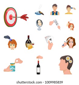 Manipulation by hands cartoon icons in set collection for design. Hand movement vector symbol stock web illustration.