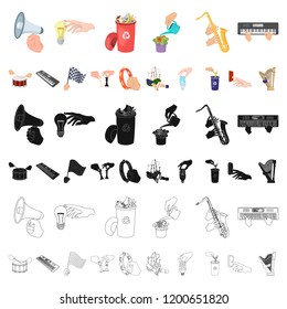 Manipulation by hands cartoon icons in set collection for design. Hand movement vector symbol stock web illustration.