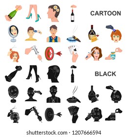 Manipulation by hands cartoon icons in set collection for design. Hand movement vector symbol stock web illustration.