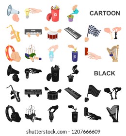 Manipulation by hands cartoon icons in set collection for design. Hand movement vector symbol stock web illustration.