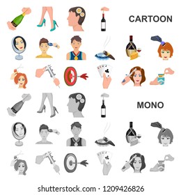 Manipulation by hands cartoon icons in set collection for design. Hand movement vector symbol stock web illustration.