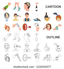 Manipulation by hands cartoon icons in set collection for design. Hand movement vector symbol stock web illustration.