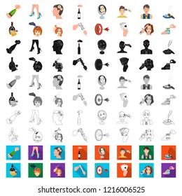 Manipulation by hands cartoon icons in set collection for design. Hand movement vector symbol stock web illustration.