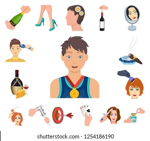 Manipulation by hands cartoon icons in set collection for design. Hand movement vector symbol stock web illustration.