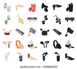 Manipulation by hands cartoon,black icons in set collection for design. Hand movement vector symbol stock web illustration.