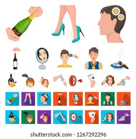 Manipulation by hands cartoon,flat icons in set collection for design. Hand movement vector symbol stock web illustration.