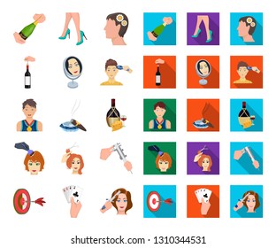 Manipulation by hands cartoon,flat icons in set collection for design. Hand movement vector symbol stock web illustration.