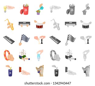 Manipulation by hands cartoon,mono icons in set collection for design. Hand movement vector symbol stock web illustration.