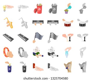 Manipulation by hands cartoon,monochrom icons in set collection for design. Hand movement vector symbol stock web illustration.