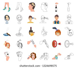 Manipulation by hands cartoon,outline icons in set collection for design. Hand movement vector symbol stock web illustration.
