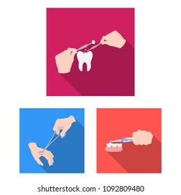 Manipulation by hands flat icons in set collection for design. Hand movement in medicine vector symbol stock web illustration.