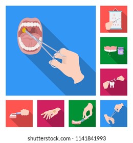 Manipulation by hands flat icons in set collection for design. Hand movement in medicine vector symbol stock web illustration.