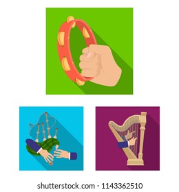 Manipulation by hands flat icons in set collection for design. Hand movement vector symbol stock web illustration.