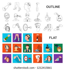 Manipulation by hands flat icons in set collection for design. Hand movement vector symbol stock web illustration.